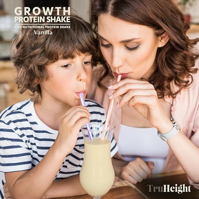 TruHeight Growth Protein Shake (Vanilla Ice Cream Flavor, Whey) Growth & Development Protein Powder for Kids & Teens - Weight Gain Drinks - Endorsed by Pediatricians, Picky Eater Vitamin, Ages 5+