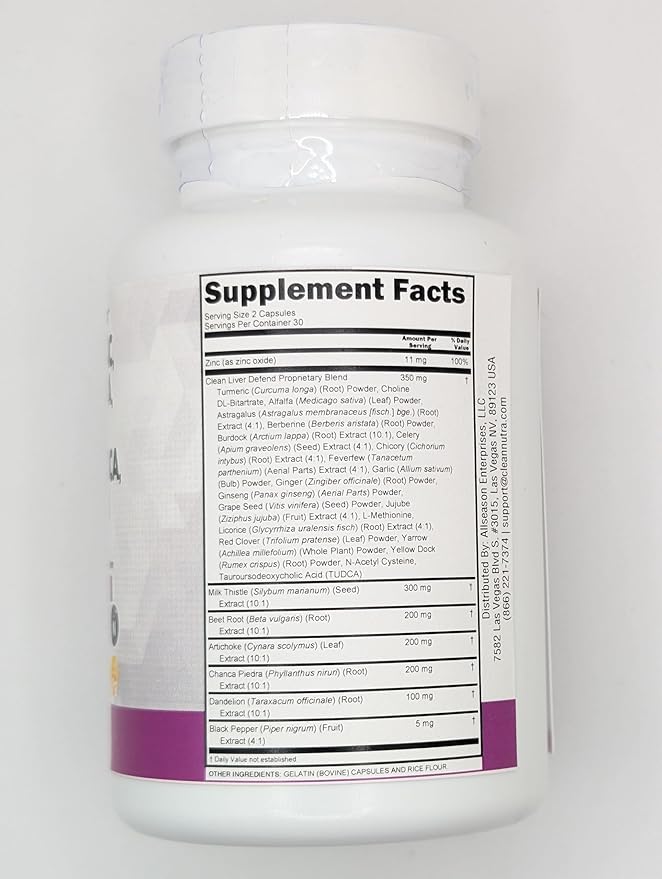 Clean Nutraceuticals Milk Thistle NAC Chanca Piedra Beet Root Artichoke Dandelion Root - Liver Cleanse Detox & Repair Supplement Plus TUDCA Choline & Ginger 60 Count