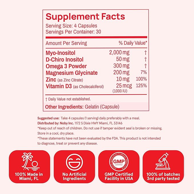 Inositol Multivitamin Capsules – Myo-Inositol & D-Chiro 40:1 Blend, Omega-3, Vitamin D3, Magnesium, Zinc – Supports Women’s Health, Mood, Energy, Supplement – 30 SVG