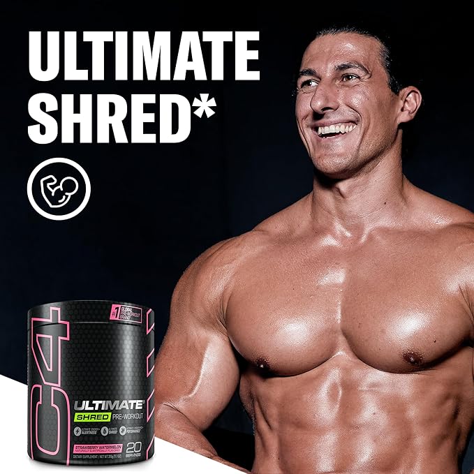 Cellucor C4 Ultimate Shred Pre Workout Powder for Men & Women, Weight Loss Supplement with Ginger Root Extract, Strawberry Watermelon, 20 Servings (Pack of 1)