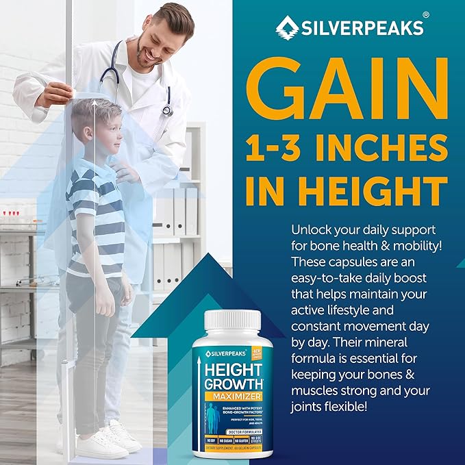 Growth Capsules to Grow Taller - Height Growth Maximizer with Calcium for Bone Strength - Made in USA - Natural Get Taller Supplement - Free of Growth Hormone - Pack of 2