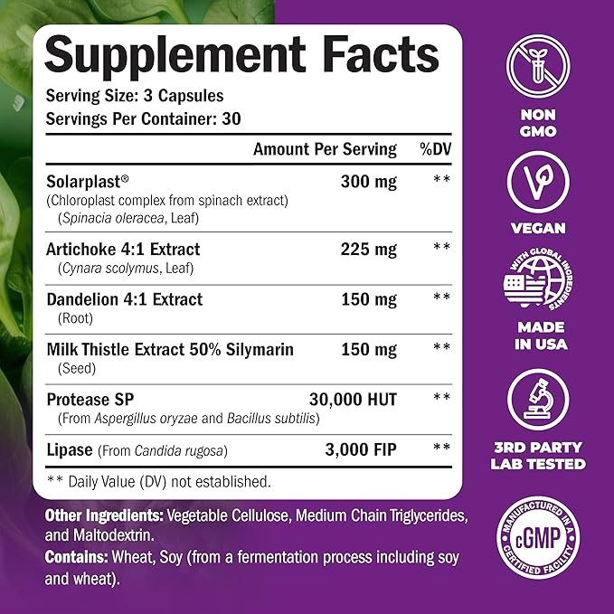 Liver Cleanse Detox & Repair Milk Thistle Supplement. Liver Support with Digestive Enzymes, Artichoke Extract, Dandelion Root Supplement. Milk Thistle Liver Detox & Liver Cleanse. 90 Liver Health Caps