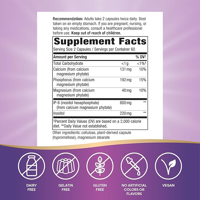 Nature's Way Cell Forté IP-6 & Inositol, Supports Natural Killer Cell Activity*, Immune Support*, with Calcium, Phosphorus & Magnesium, Gluten-Free, Vegan, 120 Capsules