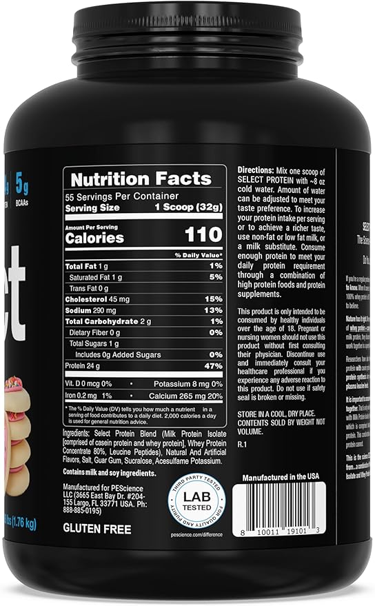 PEScience Select Low Carb Protein Powder, Frosted Sugar Cookie, 55 Serving, Whey and Casein Blend, Keto Friendly, Gluten Free, Best Tasting, Clean Isolate for Women and Men
