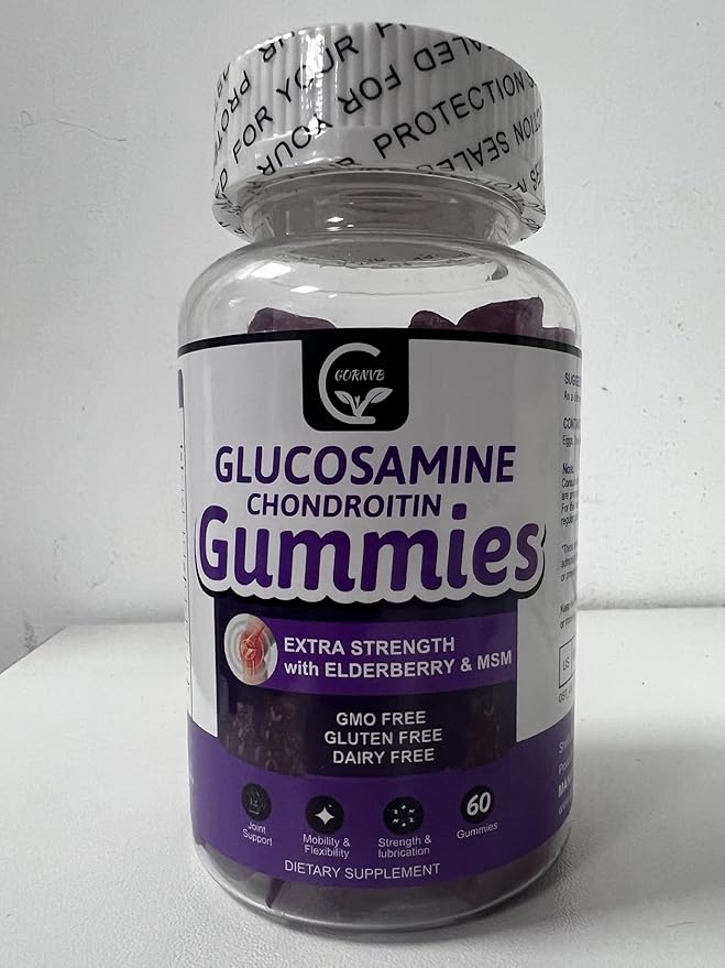 Glucosamine Chondroitin Gummies - Extra Strength Joint Support Supplement with MSM Elderberry & Calcium for Natural Joint, Antioxidant Immune Support for Adults, Men & Women