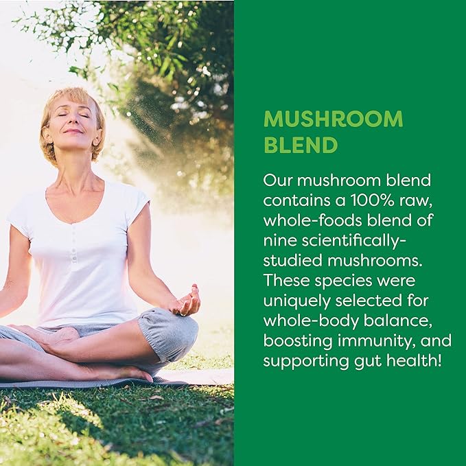 Global Healing Organic Mushroom Powder Supplement Blend 9.5 Ounces - Cordyceps, Chaga, Reishi, Turkey Tail Mushroom for Immune and Gut Health - Nootropic Focus Supplement Superfood