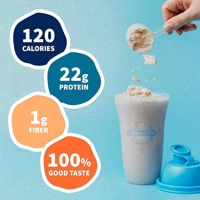 Organic Vegan Unflavored Protein Powder, Garden of Life 22g Plant Based Protein & BCAAs, Organic Protein Powder with Probiotics & Enzymes, Non-GMO, Gluten-Free Lactose Free 1.2 LB