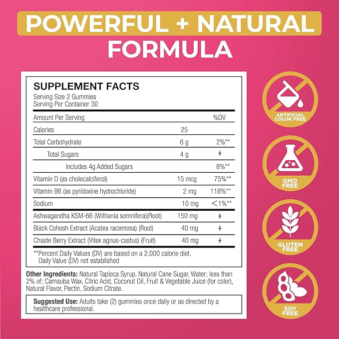 Lubracil Menopause Gummies for Women - Menopausal Supplements for Hot Flashes, Night Sweats, Mood Swings and Hormonal Balance - Daily Vitamins with Black Cohosh & Ashwagandha - 120 Gummies (Pack of 2)