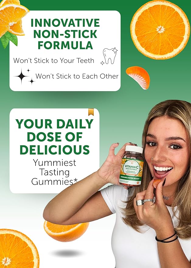 Lunakai USA Made High Potency Vitamin C Gummies for Adults and Kids - 300mg Immune Support - Non-GMO, Vegan, Delicious Orange Flavor, 60ct