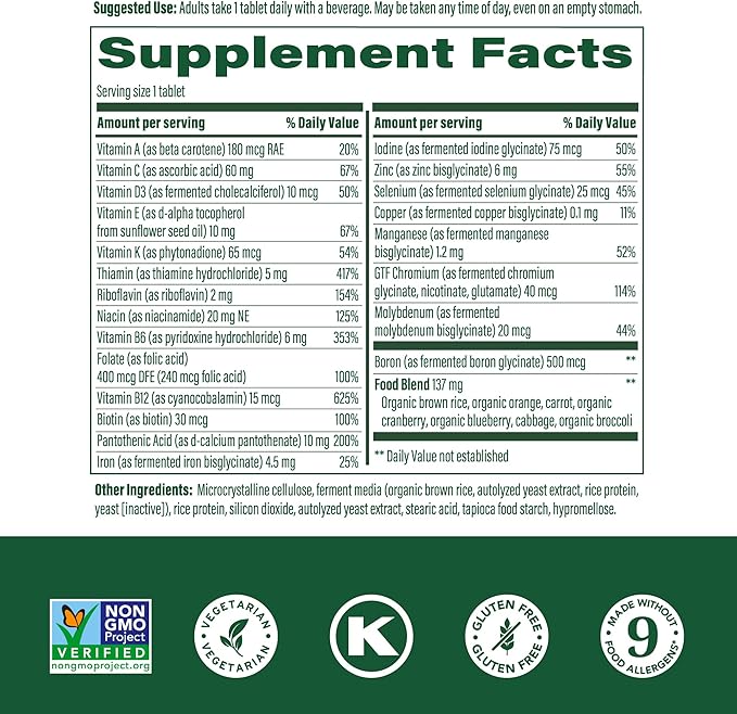 MegaFood One Daily Multivitamin - Multivitamin for Women and Men - with Real Food - Immune Support Supplement - Vitamin C & Vitamin B - Bone Health - Energy Metabolism - Vegetarian, Non-GMO - 180 Tabs