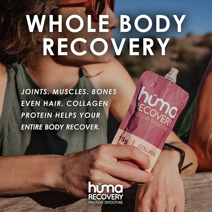 Huma Recovery Protein Smoothie, 12 Pouches – 15g Collagen + Whey Post Workout Recovery Drink – Ready-to-Drink Protein Shake with Real Fruit, Electrolytes, Healthy Fats