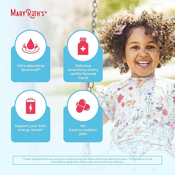 MaryRuth's Kids Multivitamin Liposomal | Vegan, Sugar-Free Vitamins for Kids | Ages 4+ | 2 Month Supply | 15.22 Fl Oz