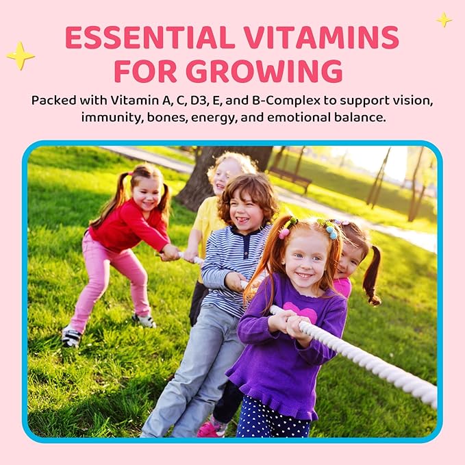 Kids Magnesium Gummies - Magnesium Glycinate & L-Threonate Supplement with L-Theanine, Chamomile & Multivitamins for Sleep, Calm & Focus - Strawberry Banana Center-Filled Gummies 60 ct