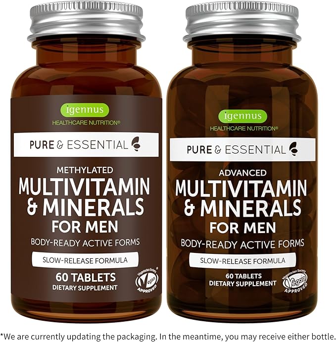 Methylated Men's Multivitamin, MTHFR Supplement with Active B-Vitamins, High Strength 2 a Day Multivitamin for Sustained Release, Added Lycopene, Clean Label, Non-GMO & Vegan 60 Tablets, by Igennus x6