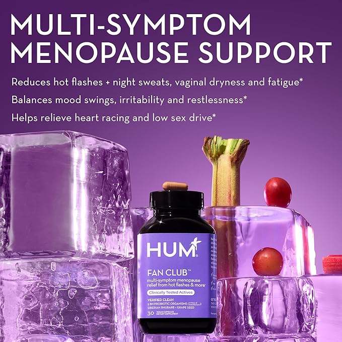 HUM Fan Club - Menopause Probiotic Supplement with Siberian Rhubarb for Women - May Provide Multi-Symptom Relief for Hot Flashes & Low Energy. Helps Hormonal Balance (30-Count)