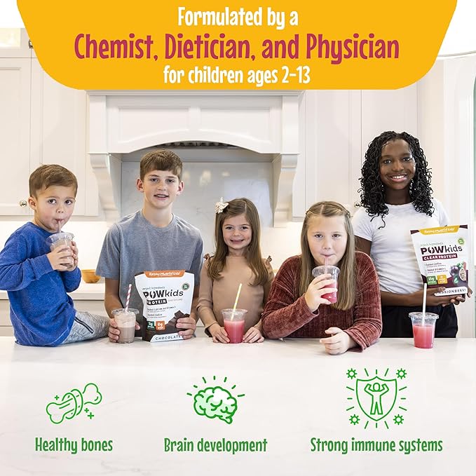 Kids Protein Powder – Zero Sugar, 18g Grass-Fed Whey Proteins, Organic Ingredients – Vitamin C & Choline for Immunity & Brain Development, Teens Shake, 15-45 Servings – Passionberry