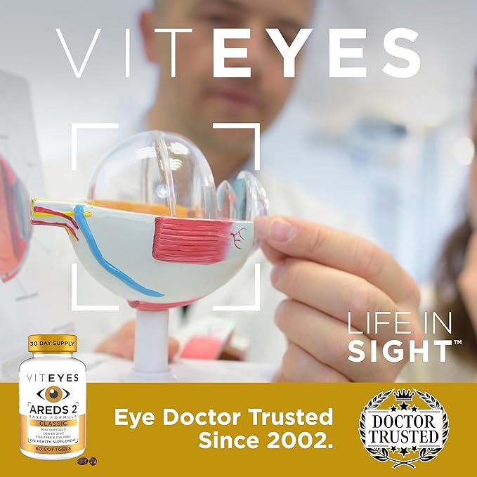 Viteyes AREDS 2 Classic Macular Health Formula Softgels, Eye Health Vitamin for Vision Protection, Lower Zinc, Eye Vitamins, Macular Vitamins, Beta-Carotene Free, 60 Softgels