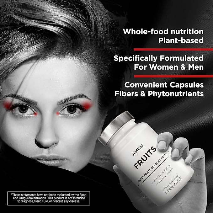Amen Fruits, Daily Fruits Vitamins Supplements, Over 20 Whole Fruit Extracts - Raw Multivitamin, Berries, Antioxidant Polyphenols Superfood & Flavonoids - Tropical Fruits - Non-GMO - 90 Capsules