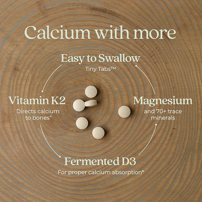 New Chapter Calcium Supplement - Bone Strength Tiny Tabs Organic Calcium with Magnesium, Vitamin D3+K2, 70+ Trace Minerals for Bone Health, Gluten Free, Easy to Swallow - 120 ct