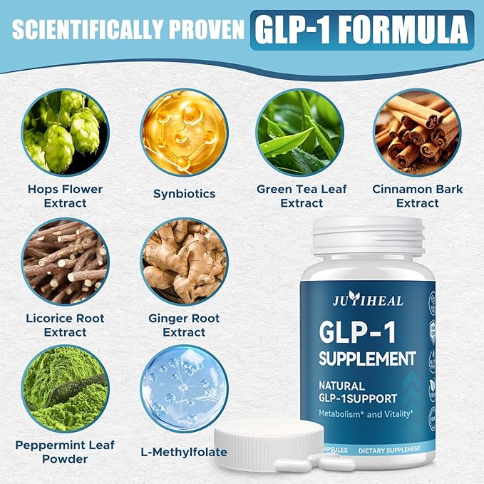 GLP-1 Supplement, GLP1 Support for Women & Men, GLP1 Supplement Probiotic for Immune, Gut, Energy, Overall Health - 60 Capsules