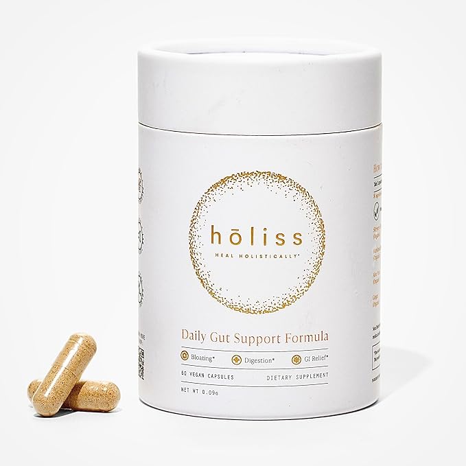 Daily Gut Health Supplement Capsules, Slippery Elm, Licorice Root, Marshmallow Root, Zinc Carnosine, Amino Acid & Plant Based Herbs for Digestive Health and Bloating Support, 60 Capsules