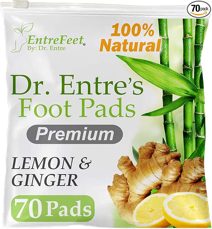 Dr. Entre's Foot Pads Lemon & Ginger to Feel Better, Sleep Better & Relieve Stress, Foot Patches | 70 Pack