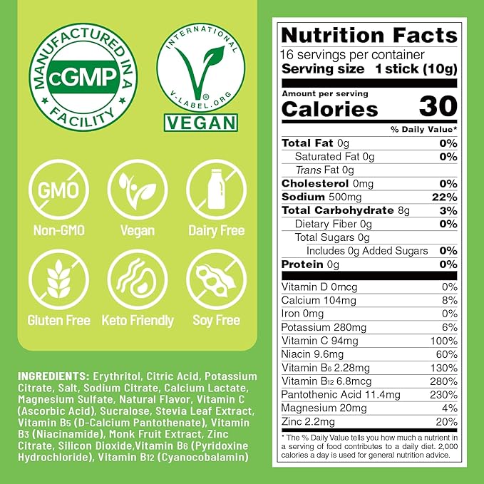 Venture Pal Sugar Free Electrolyte Powder Packets - Liquid Daily IV Drink Mix for Rapid Hydration & Party Recovery | 5 Vitamins & 7 Electrolytes| Keto Friendly | Non-GMO | Certified Vegan | 16 Sticks