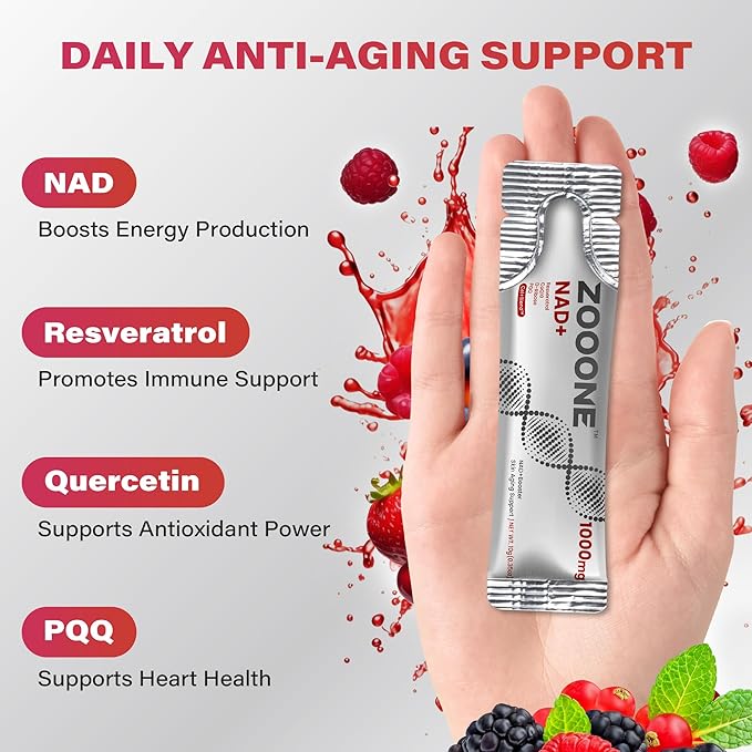 zooone- NAD+ Supplement 30pcs, Premium Nicotinamide Riboside & Resveratrol, DNA Repair & Healthy Aging, Advanced NAD Supplement for Men & Women, Boosts Cellular Energy