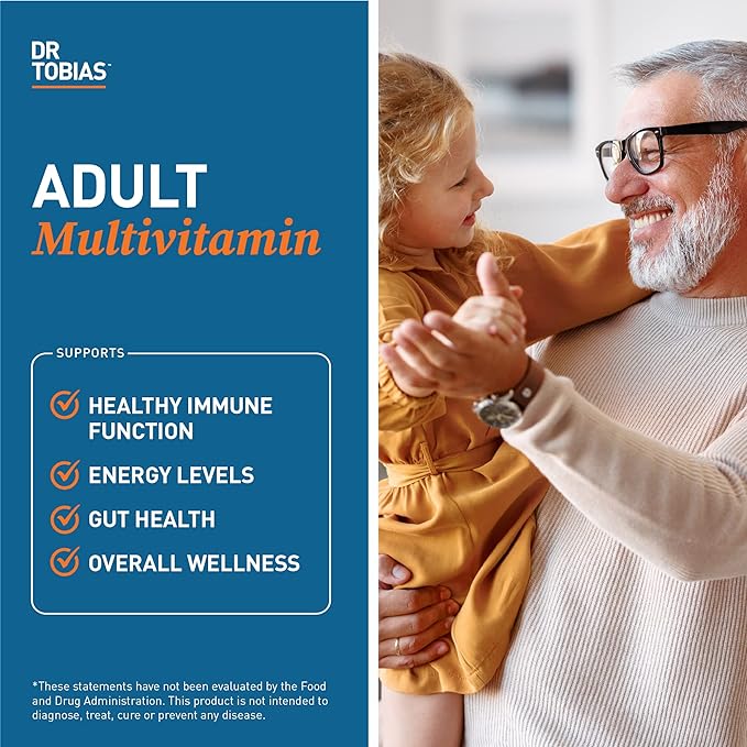 Dr. Tobias Adult Multivitamin for Women & Men, Immune Supporting Vitamins from 42 Fruits, Vegetables, Plus Probiotics, Vegan Multivitamins for Men & Women, Non-GMO, 180 Tablets, 60 Servings