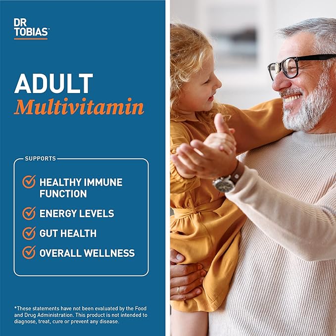 Dr. Tobias Adult Multivitamin for Women & Men, Immune Supporting Vitamins from 42 Fruits, Vegetables, Plus Probiotics, Vegan Multivitamins for Men & Women, Non-GMO, 90 Tablets, 30 Servings