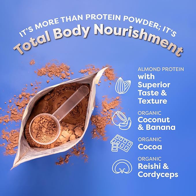FlavCity All-in-One Vegan Protein Powder Smoothie, Chocolate Peanut Butter - Plant-Based Pre-Workout Meal Replacement Shake for Women & Men Made with 20g of Almond Protein - Gluten Free & Dairy-Free