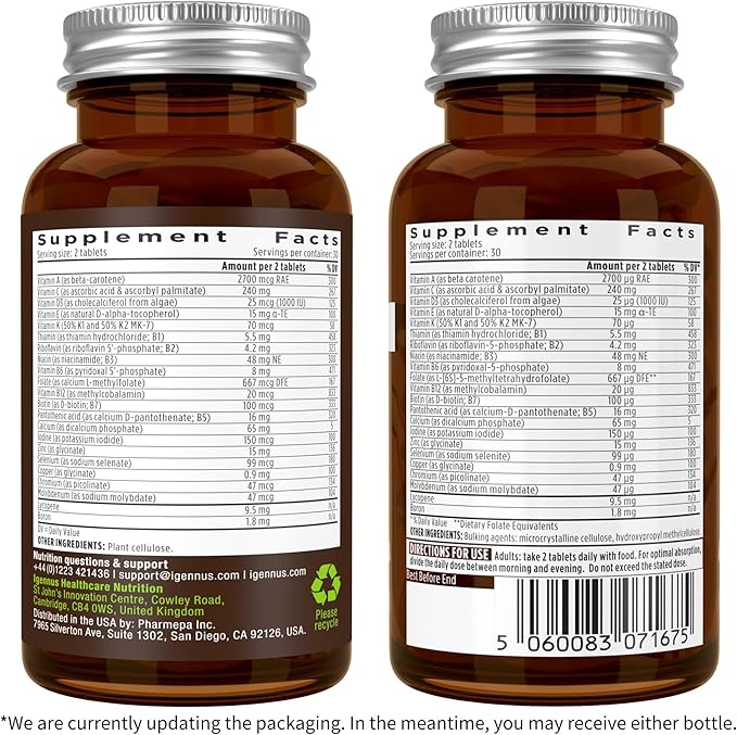 Methylated Men's Multivitamin, MTHFR Supplement with Active B-Vitamins, High Strength 2 a Day Multivitamin for Sustained Release, Added Lycopene, Clean Label, Non-GMO & Vegan 60 Tablets, by Igennus x6