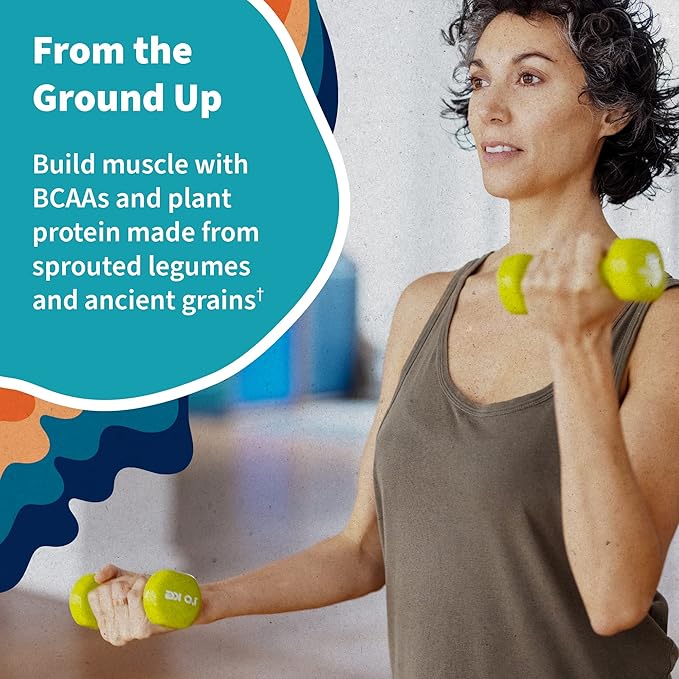 Organic Vegan Unflavored Protein Powder, Garden of Life 22g Plant Based Protein & BCAAs, Organic Protein Powder with Probiotics & Enzymes, Non-GMO, Gluten-Free Lactose Free 1.2 LB