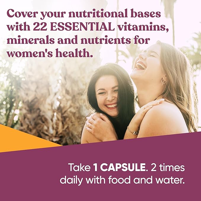 Next Gen Multivitamin for Women – 22 Optimized Vitamins for Immunity, Beauty, Brain, Energy, Bones and Heart – Vitamin C, D, E, K, Iron, B6 and DHA - 60 Vegetarian Soft Capsules (Packaging May Vary)