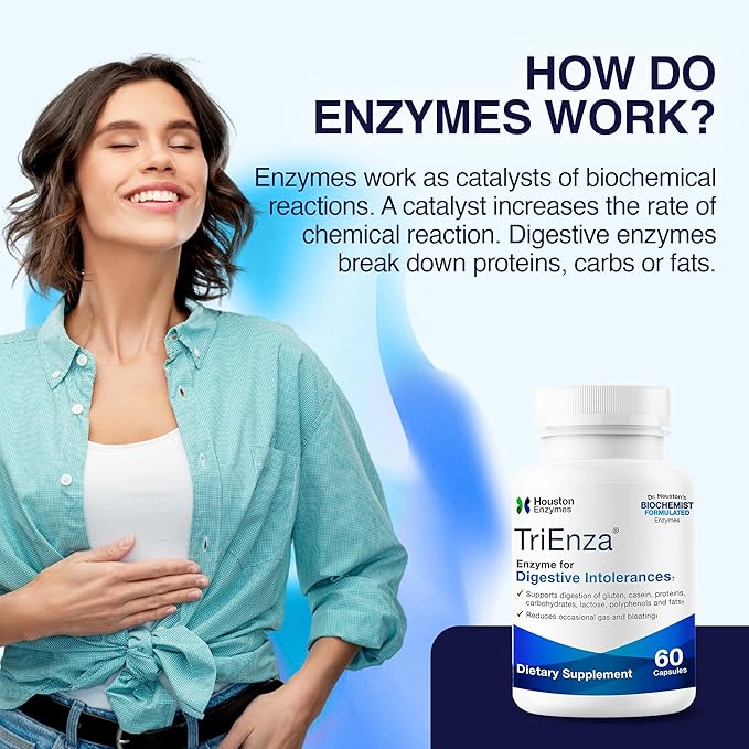 TriEnza - Digestive Enzyme Supplement for Gluten, Casein, Soy, Proteins, Carbohydrates, Fats & Polyphenols - Digestive Enzymes for Women & Men (60 Capsules)