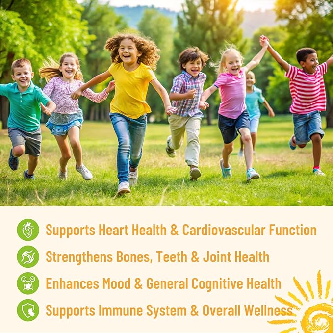 Vitamin D3 K2 Drops for Kids - Omega 3, Vitamin E, Calcium, Magnesium & Zinc for Better Absorption - Liquid MK7 1000 IU D3 for Healthy Bones, Teeth & Heart Support - Non-GMO, 2 Fl Oz