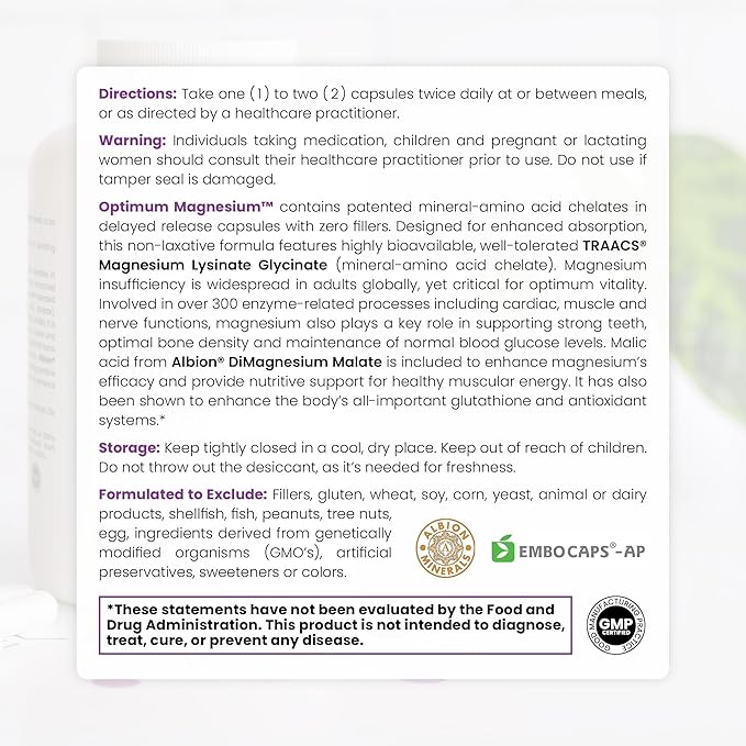 Pure TheraPro Rx Optimum Magnesium Lysinate Glycinate & Di-Magnesium Malate, Made in USA | 4 Month Supply | Chelated for Maximum Absorption, Supports Bone Health & Energy, 240 Count