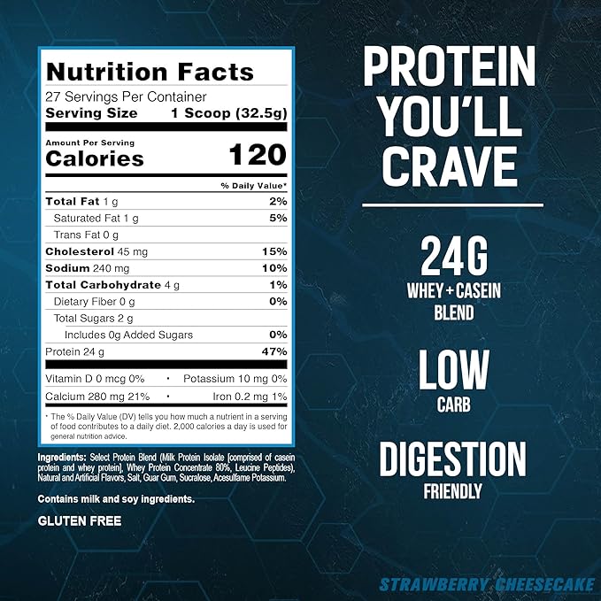 PEScience Select Low Carb Protein Powder, Strawberry Cheesecake, 27 Serving, Keto Friendly and Gluten Free