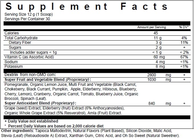 Biopharma Scientific Nanoreds: Reds Superfood Fruit & Vegetable Powder Smoothie Mix for Digestive Health & Immunity with Antioxidants, VitaminC, Elderberry, Pomegranate, Berry Flavor, 30 Servings