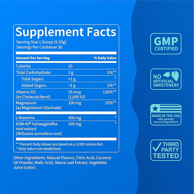 Supercalm Powdered Drink Mix, Strawberries & Cream, L Theanine, Ksm-66 Ashwagandha, Magnesium Glycinate, Vitamin D 3, Supplements for Relaxation & Focus, Natural, No Sugar, Non GMO, 30 Srvgs