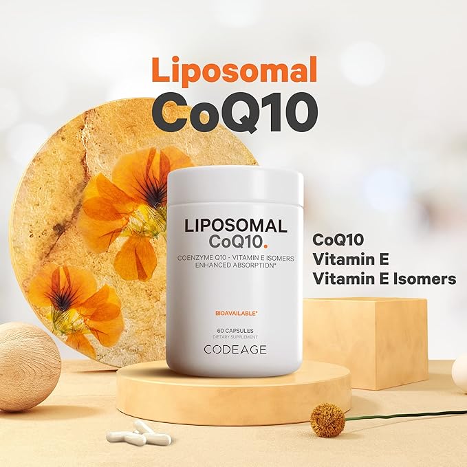 Codeage Liposomal CoQ10 Supplement - 125 mg Coenzyme Q10 with Vitamin E Isomers Tocopherols - 2-Month Supply - 1 Capsule Per Serving - Liposomal Delivery - Vegan, Non-GMO, Gluten-Free - 60 Capsules