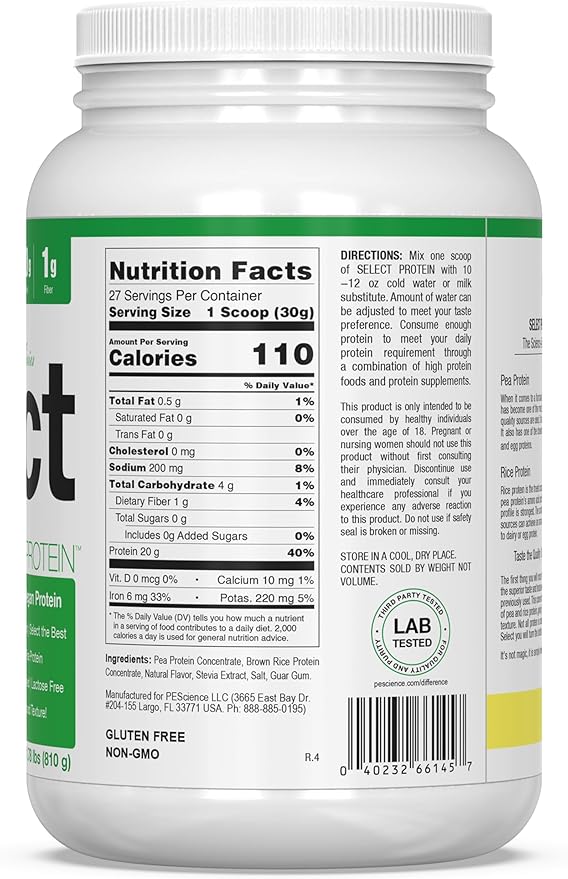 PEScience Select Vegan Plant Based Protein Powder, Cinnamon Delight, 27 Serving, Pea and Brown Rice Blend