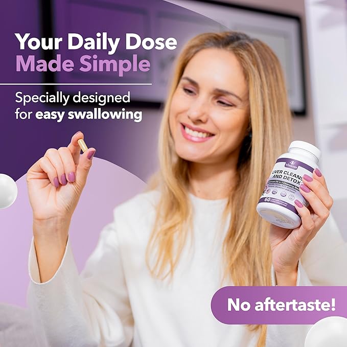 Liver Cleanse Detox & Repair Fatty Liver Supplements 28-in-1 Advanced Herbal Liver Health Supplement Formula - Milk Thistle Silymarin, Artichoke Extract, Dandelion & Apple Cider Vinegar - 60 Pills