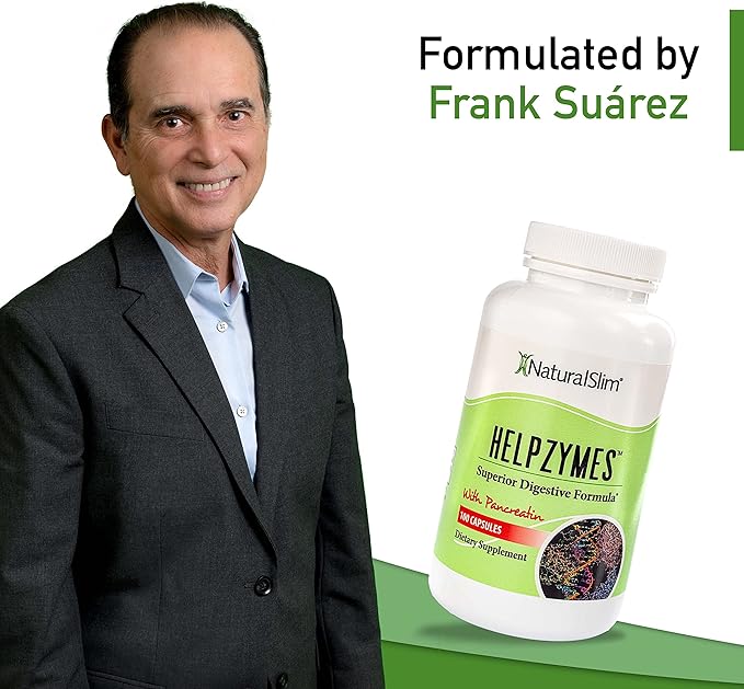 NaturalSlim Helpzymes Digestive Enzymes for Digestion, Bloating, Gas Relief & Gut Health Supplement - Digestion Supplement* with Pancreatin, Betaine HCL & Daily Essential Enzyme - 100 Caps (2 Pack)