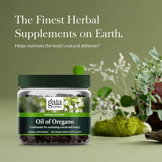 Gaia Herbs Oil of Oregano - Immune and Antioxidant Support Supplement to Help Sustain Overall Well-Being - with Oregano Oil, Carvacrol, and Thymol - 180 Vegan Liquid Phyto-Capsules (90-Day Supply)