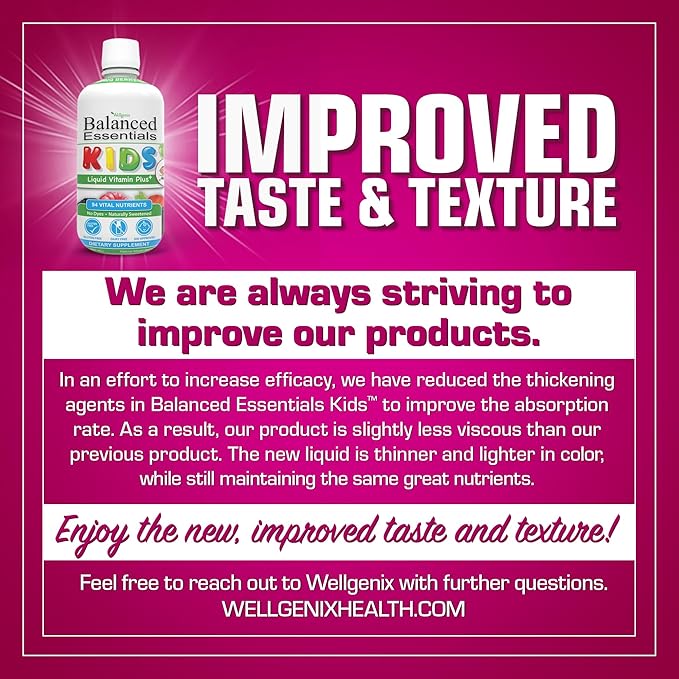 Wellgenix Balanced Essentials Kids Liquid Vitamin - Nutritional Multivitamin for Picky Eaters - Childrens Immune Boost & Overall Health -16oz (Pack of 2)