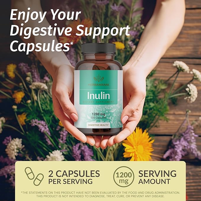 HERBAMAMA Mastic Gum and Inulin Kit - Bundle of Mastic Gum Capsules & Inulin Fiber Capsules - Vegan, Non-GMO, Gelatin-Free - 2 Pack