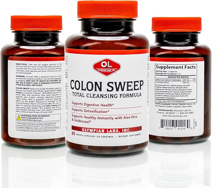Olympian Labs Colon Sweep, 60 Veggie Capsules, Digestive Health, Detoxification, Healthy Immune System, 30 Servings
