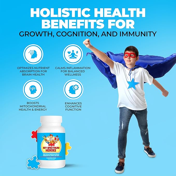 Children's Multivitamin Supplement - Acetyl-l-carnitine, Choline, Coenzyme Q10, Inositol, MSM, MTHF, NAC for Daily Nutritional Help and Cognitive Health (150 Capsules)
