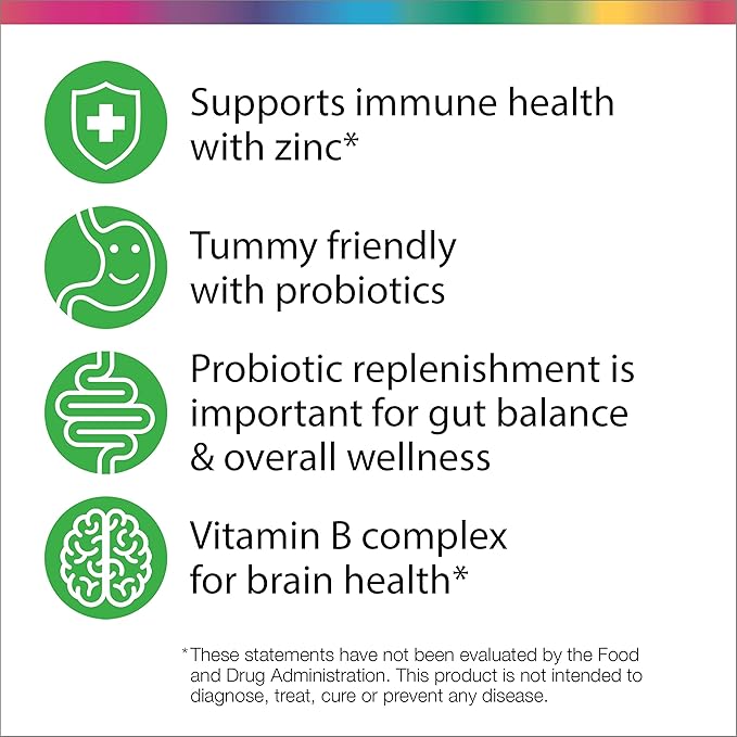 Rainbow Light Kids One Multivitamin, Chewable Multivitamin for Kids Provides Healthy Growth and Immune Support, With Vitamin C, Zinc, & B Complex, Vegetarian and Gluten Free, Fruit Punch, 90 Count